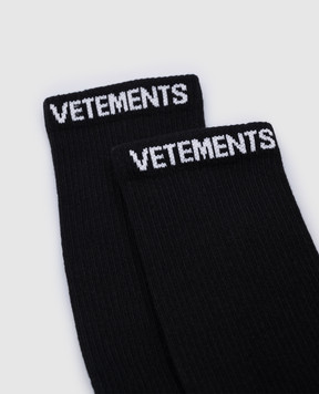 Vetements Чорні шкарпетки з візерунком логотипа UA66SO100Bw