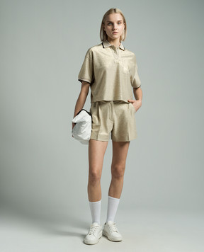 Brunello Cucinelli Золотисті шорти з льоном з ланцюжком моніль ML947EN489