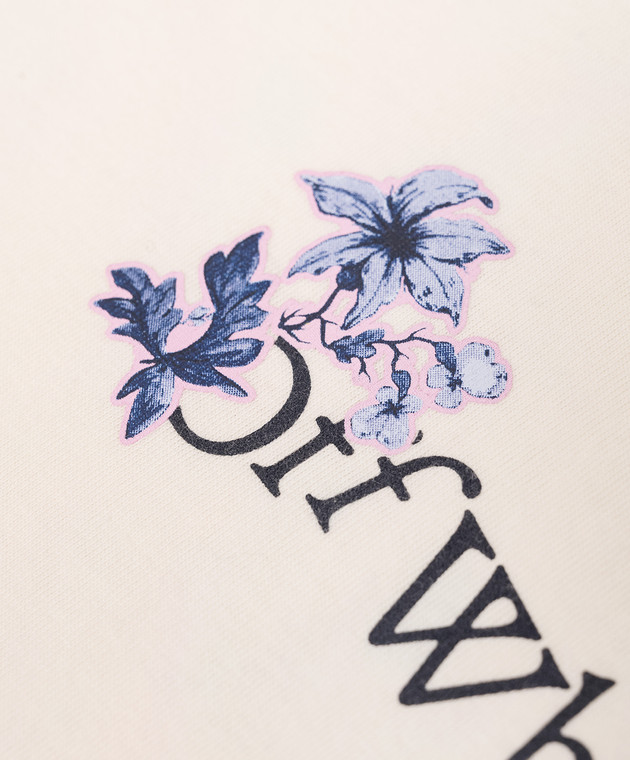 Off-White Дитяча бежева футболка з принтом Arrow Flowers OGAA001F24JER006 зображення 3