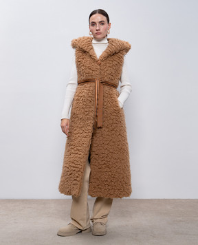 Solleciti Коричневий подовжений жилет з кашеміру та шовку AS00C619T2801121