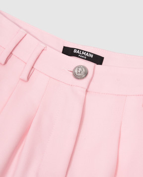 Balmain Дитячі рожеві шорти з вовни з логотипом BV6C69I01961214