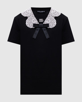 Dolce&Gabbana Чорна футболка з аплікацією F8V50ZGDC5S