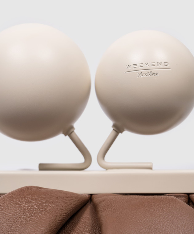 Max Mara Weekend Коричневая кожаная сумка Pasticcino с логотипом MILVA изображение 4