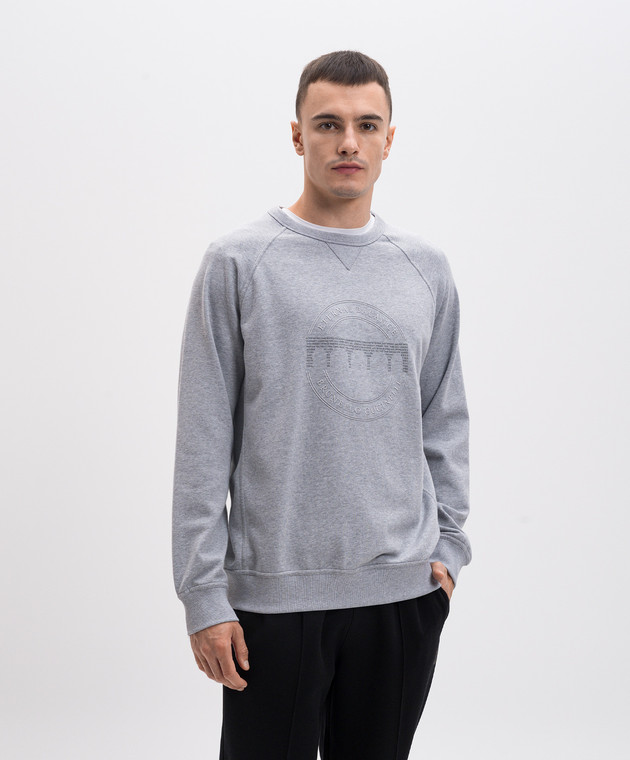 Brunello Cucinelli Серый меланжевый свитшот с принтом Eternal Balance MM8369017G изображение 2
