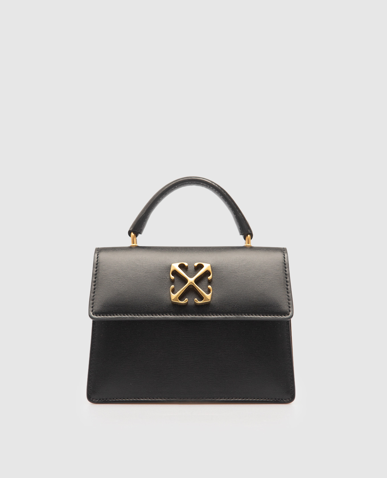 

Черная кожаная сумка мини Jitney с фактурным логотипом Arrow, Черный, Маленькие сумки