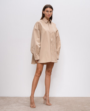 WARDROBE.NYC Бежева сукня-сорочка вільного крою W1077R16