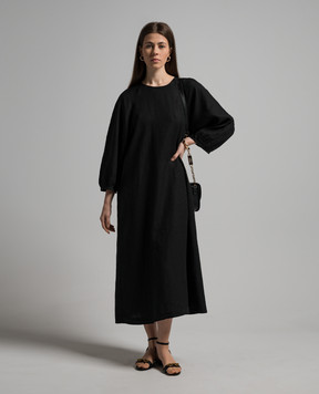 ANNECLAIRE Черное платье из льна D0686405