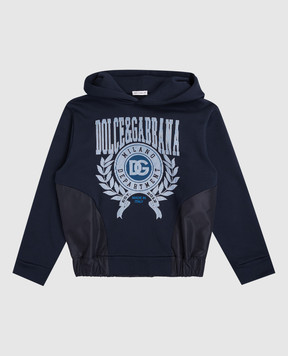 Dolce&Gabbana Детские синие худи с принтом логотипа L4JWMCG7PDQ812+