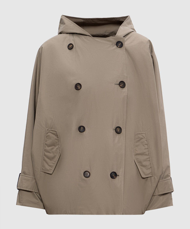 Brunello Cucinelli Бежевая двубортная куртка с цепочкой мониль MG5017868