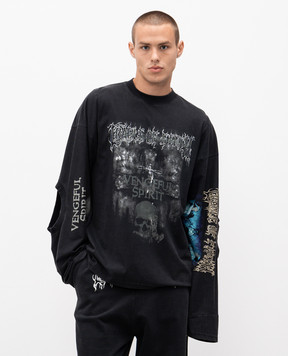 Vetements Чорний лонгслів Spirit з фігурним вирізом UCF76LS680M