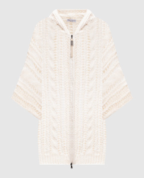 Brunello Cucinelli Білий ажурний кардиган з капюшоном M3Y351806