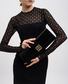 Givenchy Чорний шкіряний глянцевий клатч з емблемою логотипа BB5115B27G