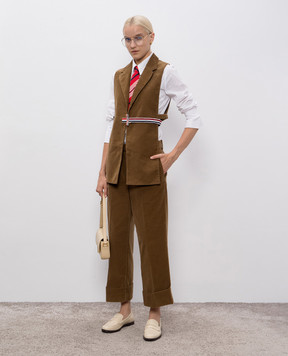 Thom Browne Коричневий жакет з вовни у візерунок FBC938CF0961