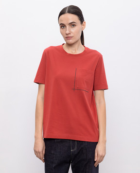 Brunello Cucinelli Червона футболка з ланцюжком моніль M0T81HA800