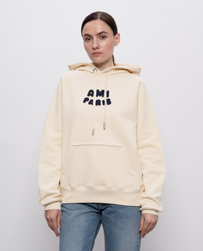 Ami Paris Бежевые худи с фактурным логотипом USW275747w