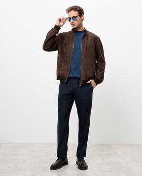 Canali Синие брюки из льна и шерсти AE02571U7003