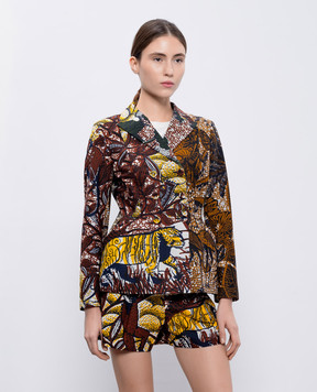 Christian Dior Коричневий двобортний жакет в принт Toile de Jouy Tropicalia 011V03ACMIX
