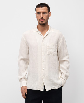 Canali Бежевая рубашка из льна GM02128CSL2043