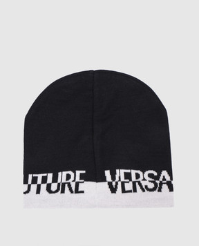 Versace Jeans Couture Черная шапка с шерстью с узором логотипа 77HAZK57ZG315