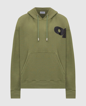 Off-White Зеленые худи с фактурным логотипом OMBB085F24FLE00L