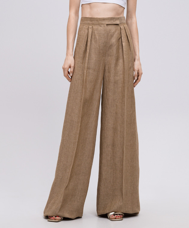 Max Mara Бежеві палацо RAUCHE з льону RAUCHE зображення 3