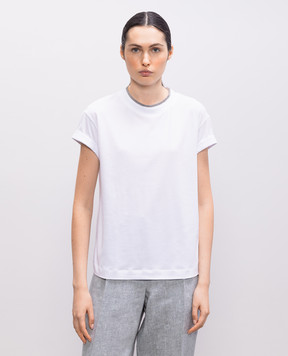 Brunello Cucinelli Біла футболка з відворотами M0T18BD200
