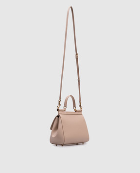 Dolce&Gabbana Бежевая кожаная сумка Sicily с логотипом BB6003B1001