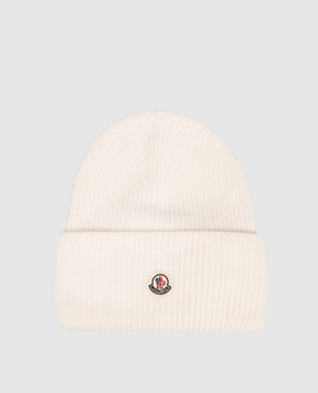 Moncler Біла шапка з вовни з нашивкою логотипа K20933B00032M1241