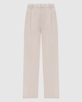 Brunello Cucinelli Бежевые меланжевые брюки из шерсти и кашемира MD588P8632