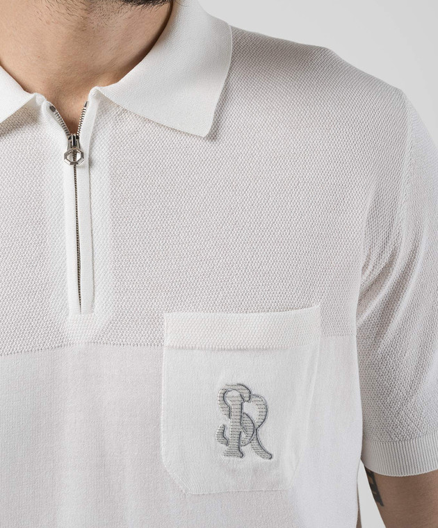 Stefano Ricci Белое поло с шелком с вышивкой логотипа монограммы K818081P31F24283 изображение 5