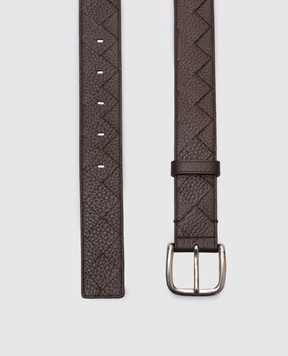 Bottega Veneta Коричневий шкіряний ремінь Intrecciato Taurillon 829228V5I51