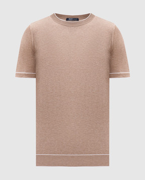 Bertolo Cashmere Бежевая футболка с контрастным окантованием 902204002056