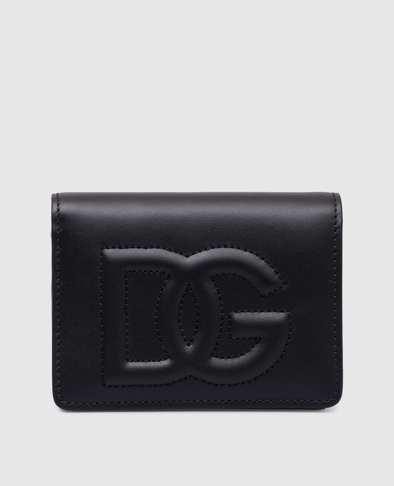 

Черный кожаный кошелек с фактурным логотипом DG, Кошельки