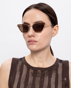 Alexander McQueen Золотые очки T-Bar Cat-Eye 821690I3330