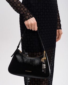 Givenchy Черная кожаная лакированная сумка-хобо Lucky Lock BB511JB27X