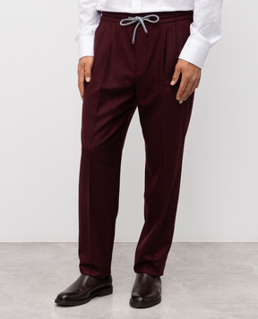 Brunello Cucinelli Бордовые брюки из шерсти M038PE1710