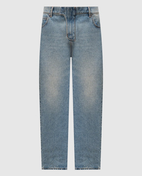 Balmain Блакитні джинси з ефектом потертості FH1MI083DF81