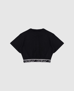 Off-White Детская черная укороченная футболка с логотипом OGAA018C99JER001