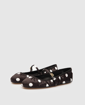 Dolce&Gabbana Черные балетки в горохе с металлическим логотипом DG CB0222AV885