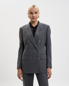 Tom Ford Сірий двобортний жакет з вовни GI2971FAX1281