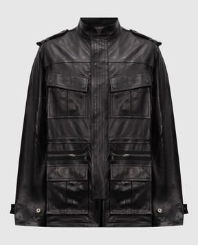 Balmain Чорна шкіряна парка FH1TJ211LD63