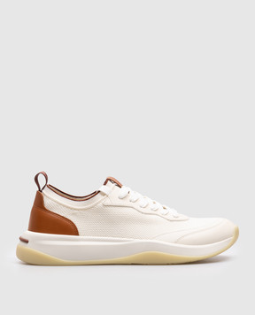 Loro Piana Белые комбинированные кроссовки с логотипом FAO3862