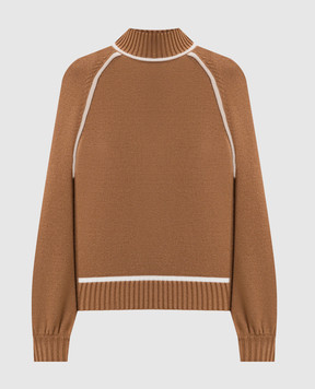 Twinset Коричневий светр з окантуванням 252LI3NCC