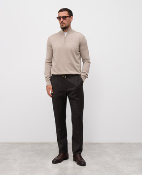 Cashmere&Whiskey Бежевый джемпер из шерсти мериноса с молнией 77397