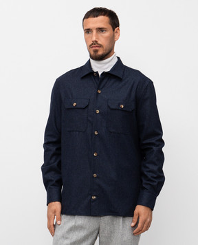 Brunello Cucinelli Синя сорочка з вовни M038P0720