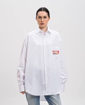 Vetements Белая рубашка с принтом логотипа UA66SH450W