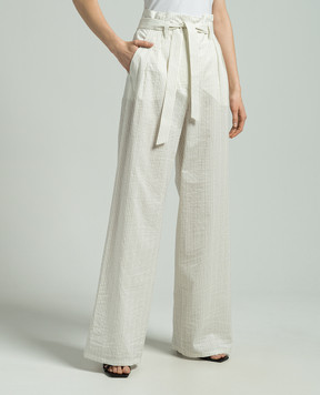 Max Mara Білі штани XERO з шовком в смужку XERO