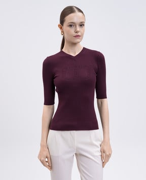 Twinset Фіолетовий топ в рубчик з логотипом 252TP3242