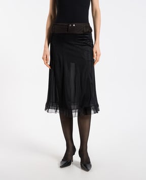 Maison Margiela Черная комбинированная юбка миди S51ME0030MTJ023
