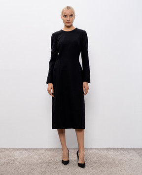 Ermanno Scervino Чорна сукня міді з вовни, шовку та кашеміру D472Q315WHB